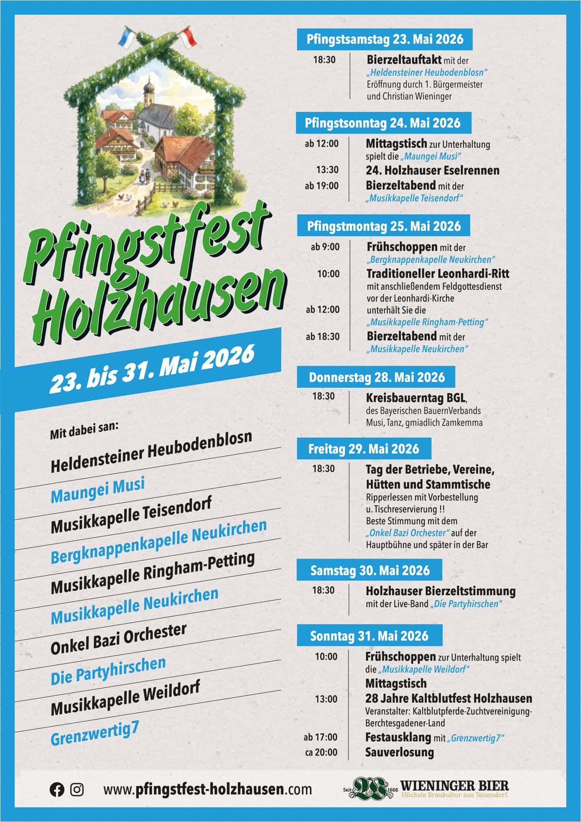 Festprogramm Pfingstfest Holzhausen 2026